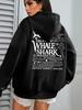 Creative Whale Shark With Letters Print Woman'S Streetwear Soft Trendy Hoodies Solid Color Warm Clothes Loose Hip Hop Hoody