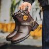 Fashion Luxury Brand Men's Boots Retro Side Zip Ankle Boots High Quality Casual Leather Boot Fashion Motorcycle Boots for Men Punk Botas