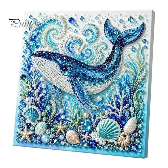 Nautical Style Home Ornament Ocean Faux Pearl Painting Kit, Marine Life 3D Art DIY Decorative Bead Picture Set Sea Turtle Fish Craft for Adults,