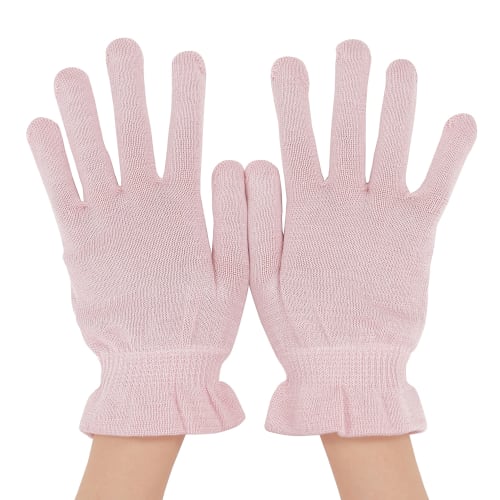 Silk Gloves for Hand Care, Moisturizing, and Comfortable Sleeping Gloves for a Comfortable, Relaxed Fit. Made In Japan (Pink, 1 Pair)