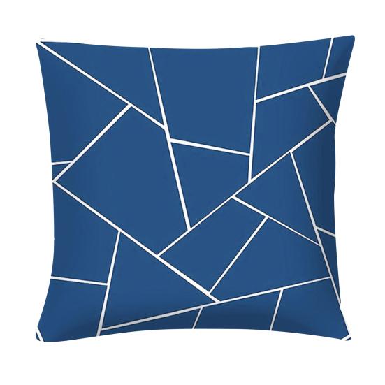 Blue Geometric Printed Throw Square Pillow Cover Sofa Chair Cushion Pillowcase