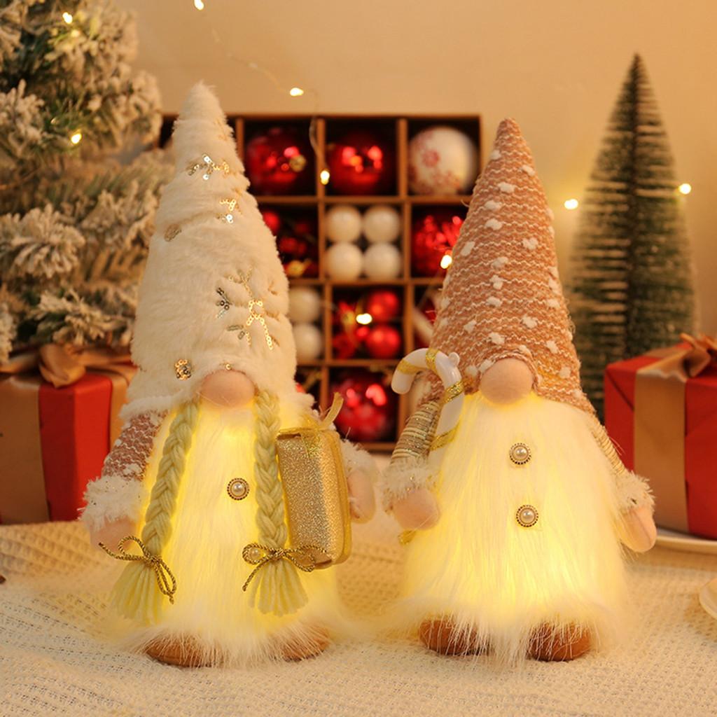 Glowing Gnome Christmas Xmas Light Up Doll Sequin Faceless Dwarf Led Decor