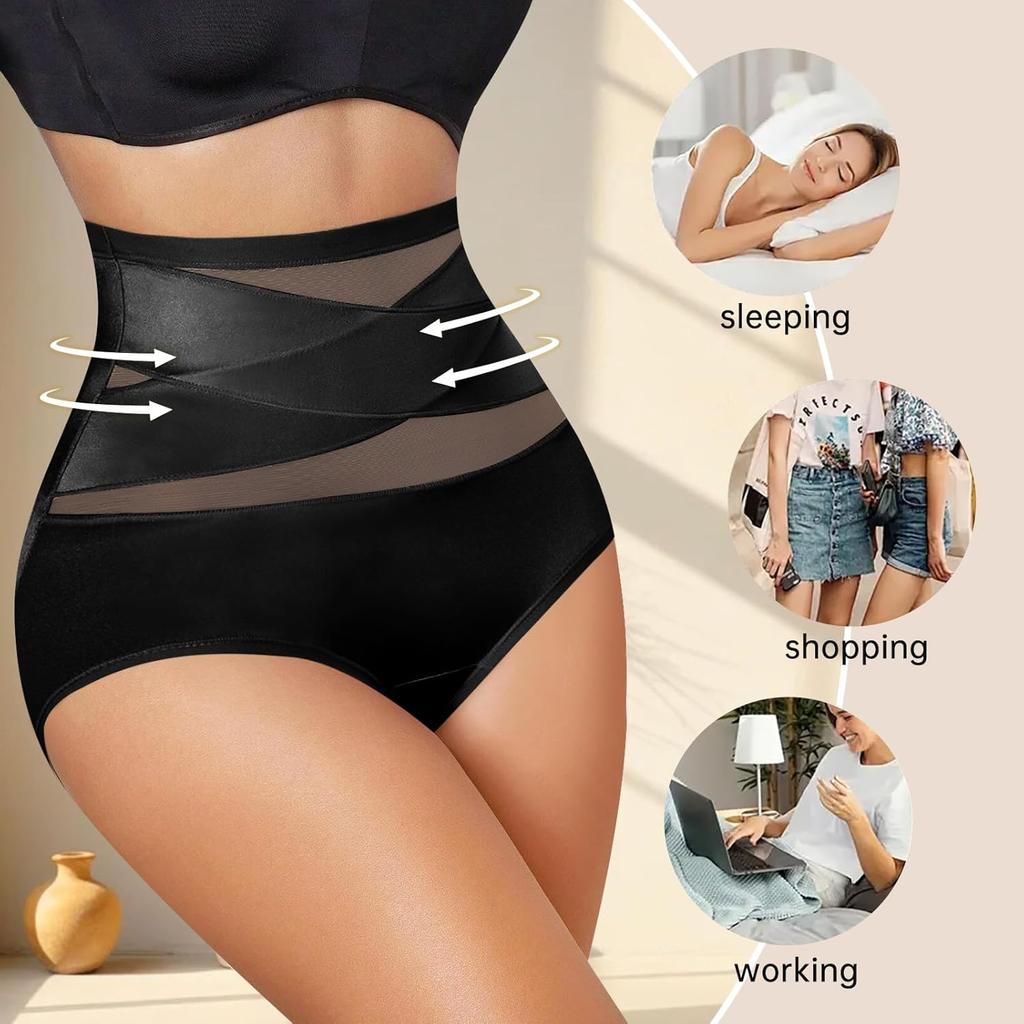 Women's High Waisted Underwear Slimming Shapewear Full Coverage Compression Briefs Postpartum Tummy Control Panties Waist Trainer Body Shaper
