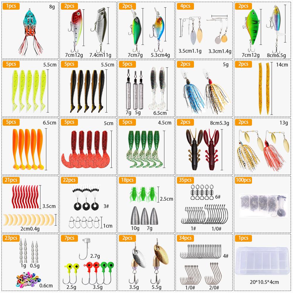 Lures 311-Piece Set Zinc Alloy Beard-Style Spinners Minnow Plugs Soft Baits Lifelike Imitations Fishing Tackle Kit River & Lake