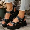 European and American Velcro Sandals 2025 Summer New Large Size Platform Sandals Foreign Trade Explosion Round Head Sandals Women