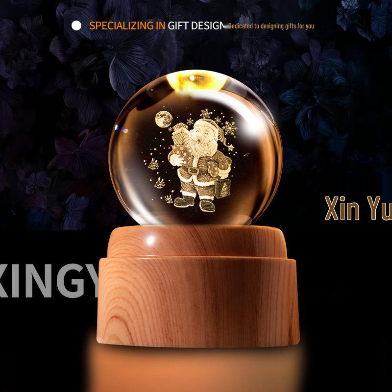 Creative Rotating Crystal Ball Night Light: Decorative Craft for Bedroom Atmosphere and Festive Gift.