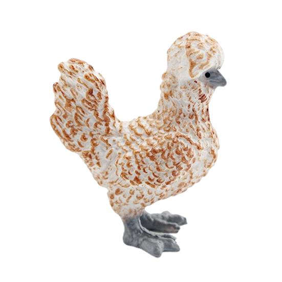 Simulated Chick Model PVC Corncrake Black White Rooster Polish Chickens Figurine Statue Sculpture Decoration Ornament Kids Educational