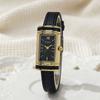 New Women Watch H Rectangular Dial Luxury Gift Wristwatch Fashion Leather Strap Lock Shaped Watch