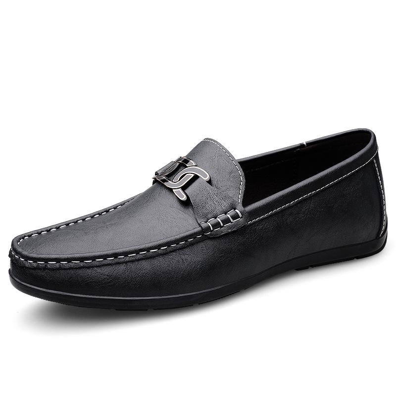 Men s Cross-Border Leather Loafers: Breathable, Perforated, Slip-On Driving Shoes for Spring/Summer 44