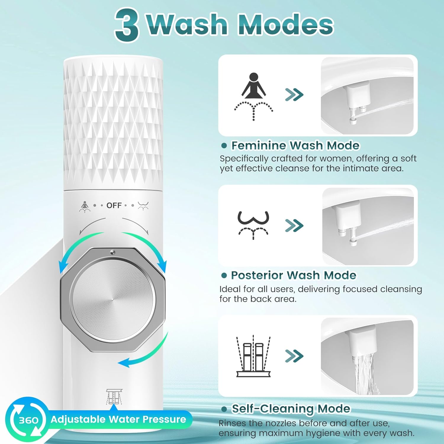 FEELSO Bidet Attachment for Toilet with Filter, Bidet Toilet Seat with Self-Cleaning Dual Nozzle (Frontal/Rear Wash), Ultra-Slim & Non-Electric bidet