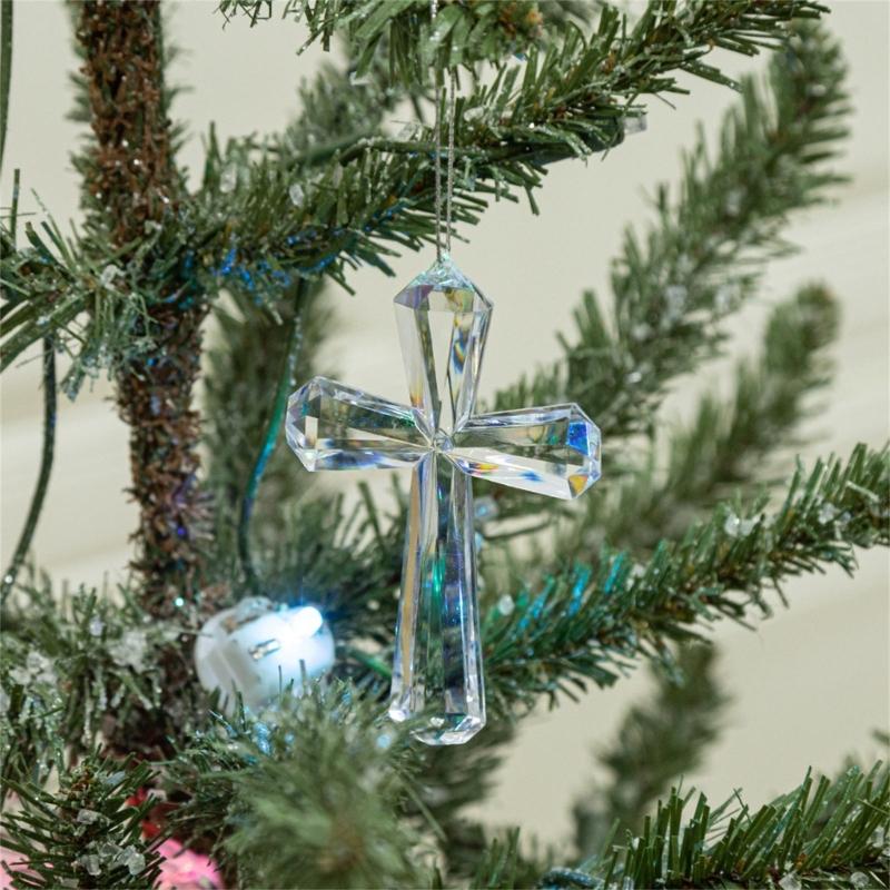 Klare Acryl Weihnachtsdekorationen Weihnachtskugel Elegante Religiöse Dekoration mit Aufhängeseil Winterparty Geschenk