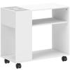 Printer Stand Printer Table with Divided Compartment, Shelves for Office, 70 X 34 X 60 Cm, White