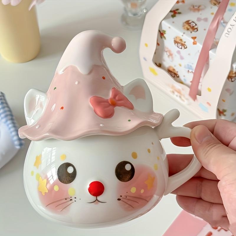 1pc Cute Cat Ceramic Mug with Lid, Handmade Multipurpose Coffee Cup, Insulated, Reusable Milk Cup, with Hand Wash Only, Ideal Gift for Christmas