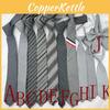 Gray Horizontal Stripe Tie Neck Flower Adults School Casual Attire Decoration