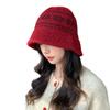 Autumn and winter fashion versatile hat women's wide-brimmed big head circumference jacquard knitted hat shows a small face, warm ear protection wool
