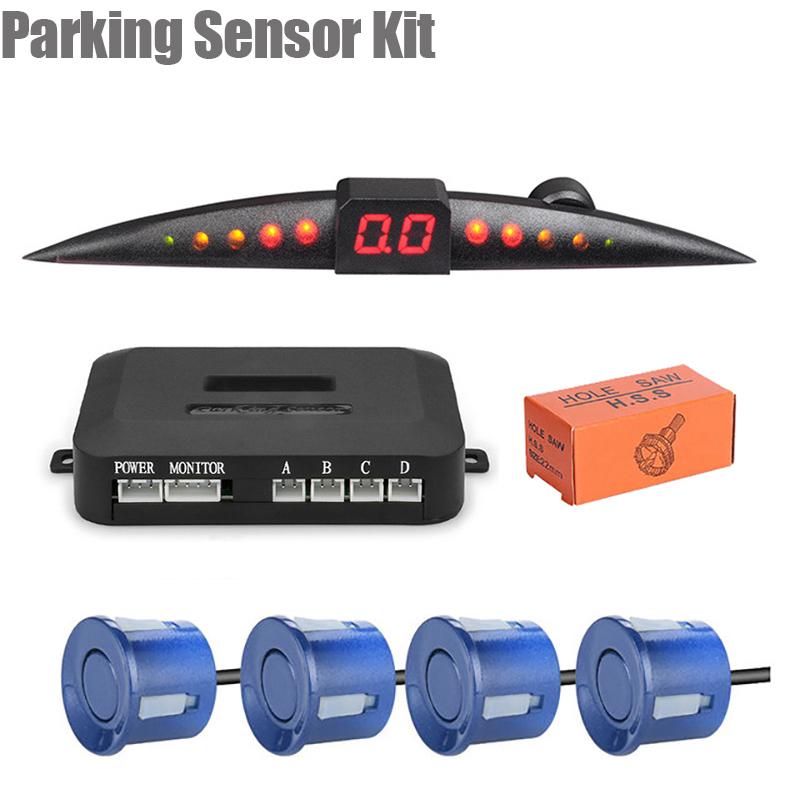 

Комплект датчиков парковки Автомобильный парктроник ЖК-дисплей Звуковой сигнал заднего хода Радар-монитор Система 4 датчика 22 мм 12 В 7 цветов Датчик парковки