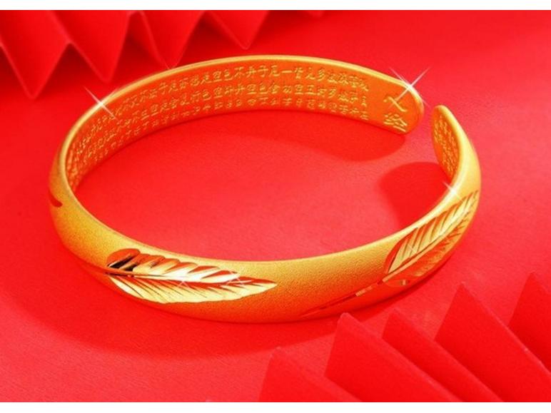 Vintage Dragon Phoenix Gold-Plated Bangle: Vietnamese Sand Gold, Women's Brass Open Bracelet