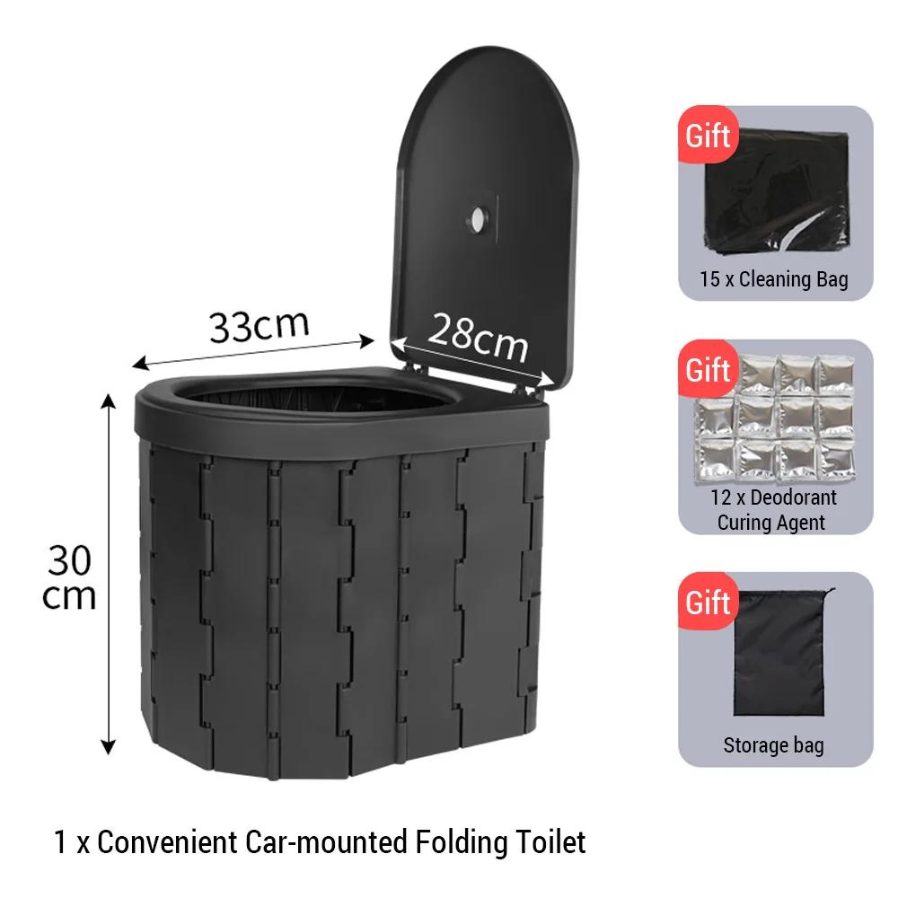 Outdoor Toilet for Camping Convenient Car-mounted Folding Toilet for Travel Adult Children and Elderly Potty Odor-proof Non-slip