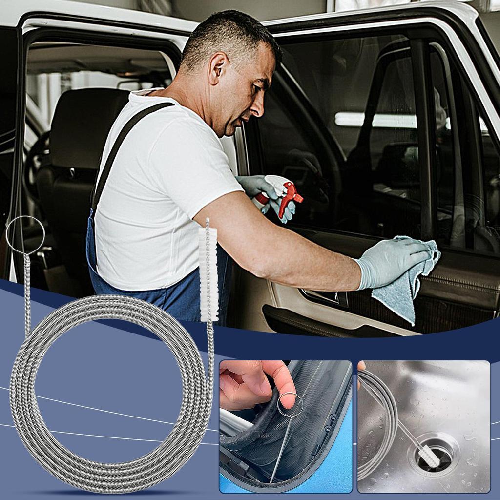 Drain Cleaning Brush 59Inch Car Drainage Brush Sunroof Scrubber Automotive Care Accessories For Window Vehicle Sink Vent Outdoor