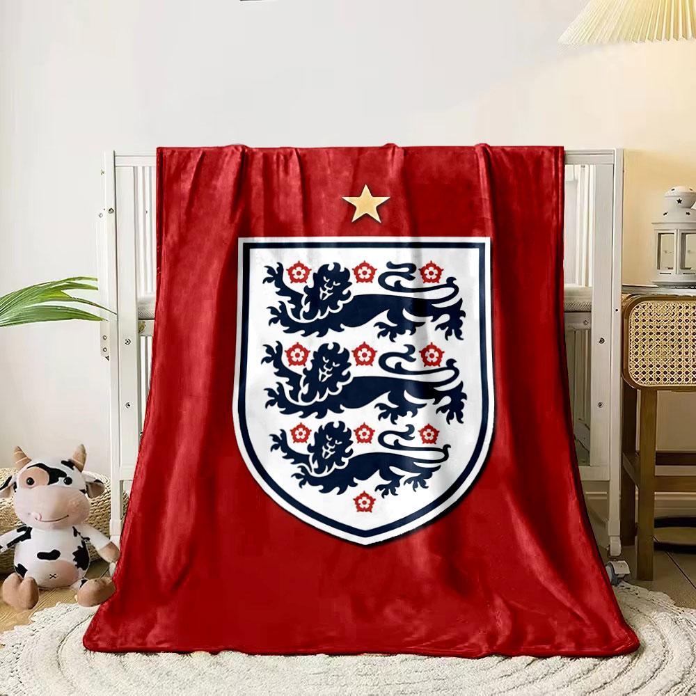Three navy blue lions with red roses are displayed on a white shield. for all seasons blanket lunch break throw gift 80cm x 120cm