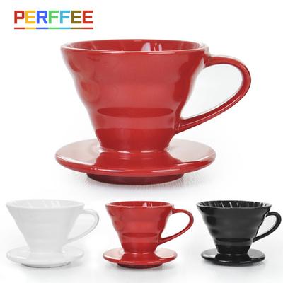 Keramik Kaffee-Dripper Kaffeebrüh-Filtertasse Pour-Over Kaffeebereiter V-Form Tropfkaffee-Filter V01 V02 1-4 Tassen