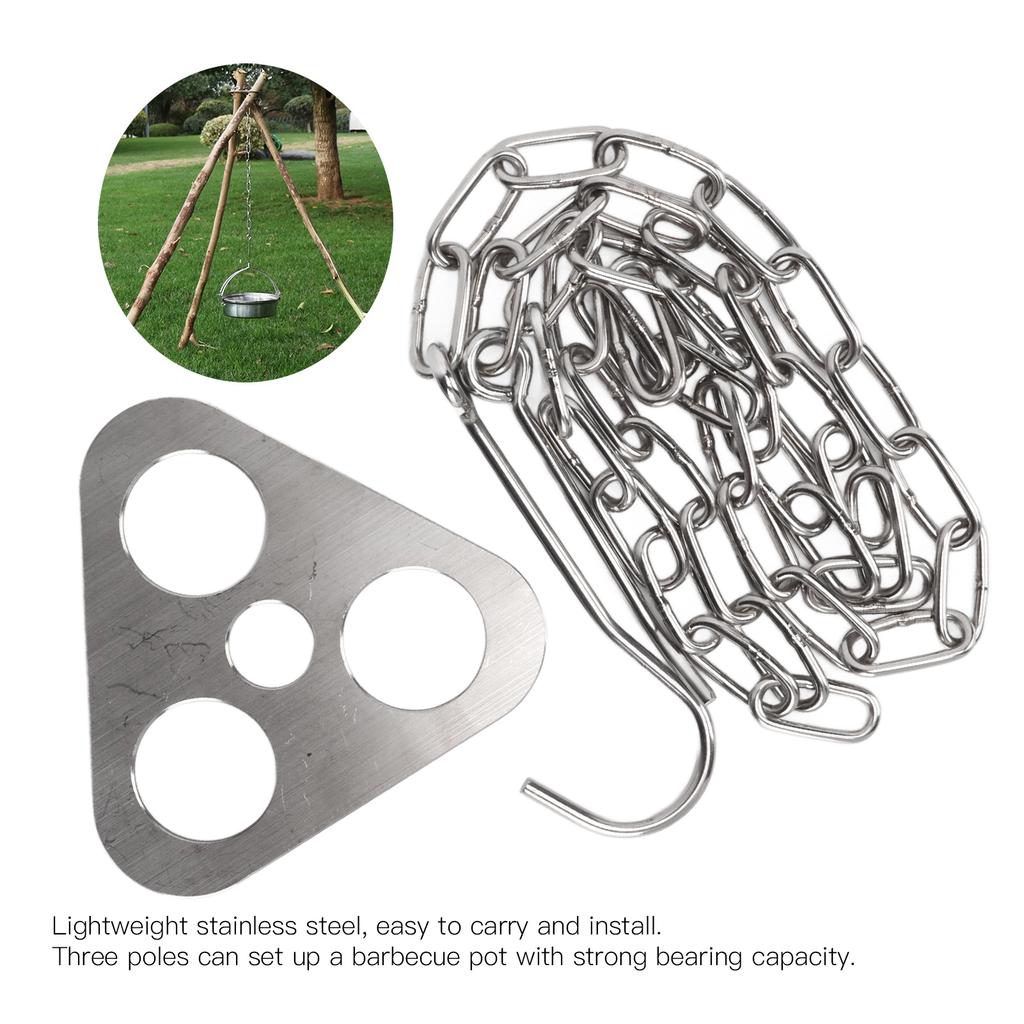 Outdoor Camping Tripod Pot Hanger Picnic Fire Stand Stainless Steel Tripod Hook Camping Supplies