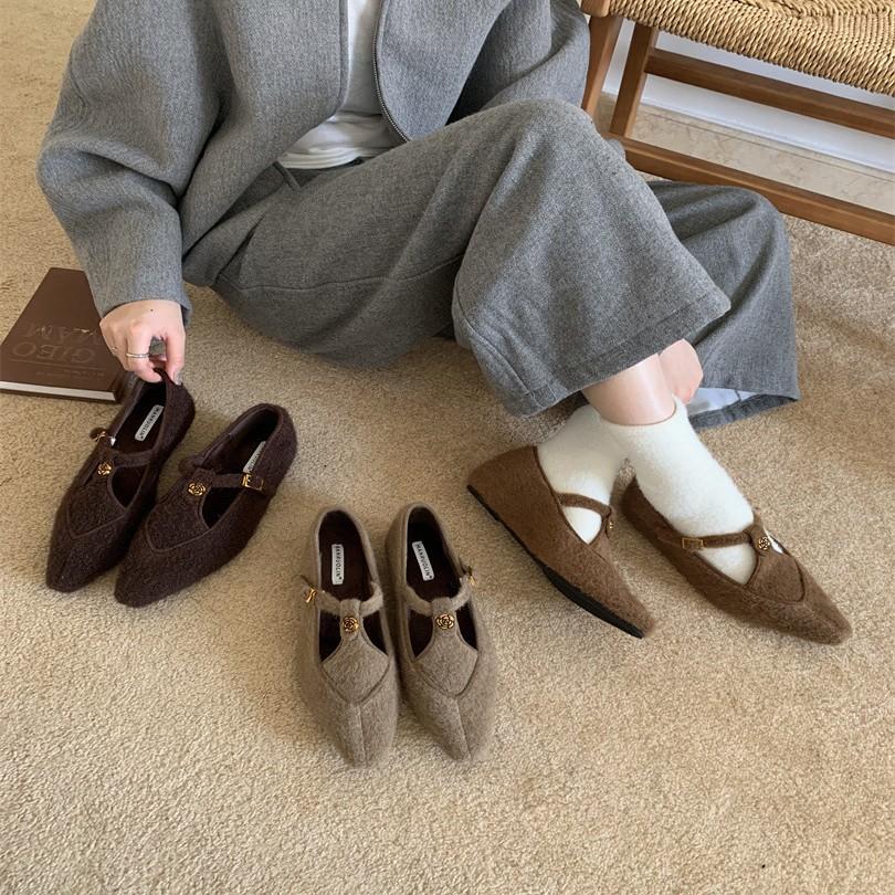 French low-heeled gray single shoes with skirt evening shoes women's shoes 2025 early autumn square head Mary Jane