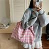 Stylish Plaid Texture Simple Shoulder Bag Large Capacity Tote Commuter Bag Soft Fairy Style Casual Student Versatile Cloth Bag