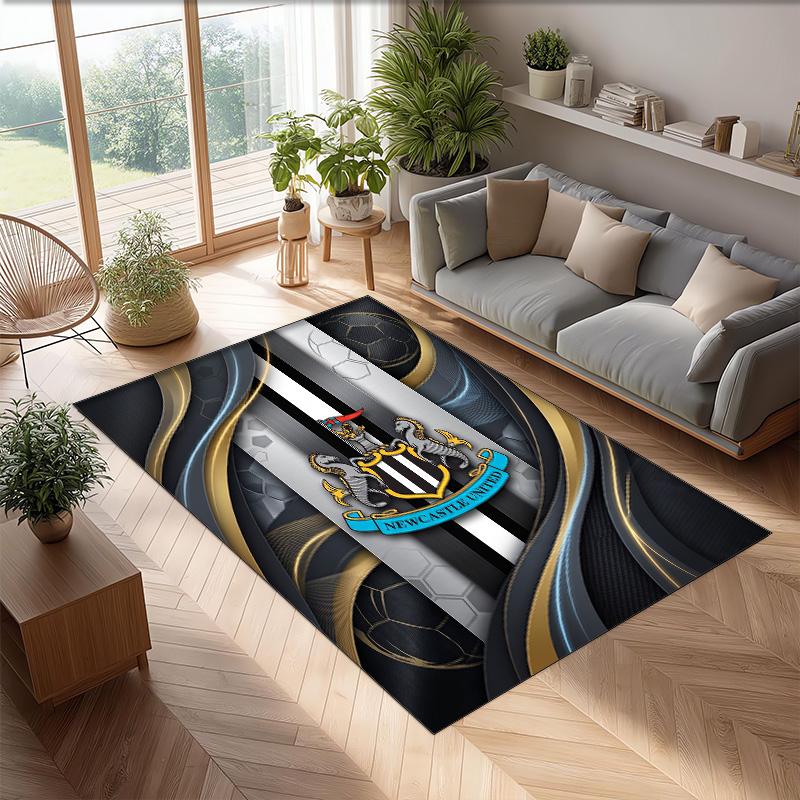 Tappeto in Velluto di Cristallo con Stampa di Calcio del Newcastle United, Comodo Assorbente d'Acqua Antiscivolo Tappeto per Pavimento Interno
