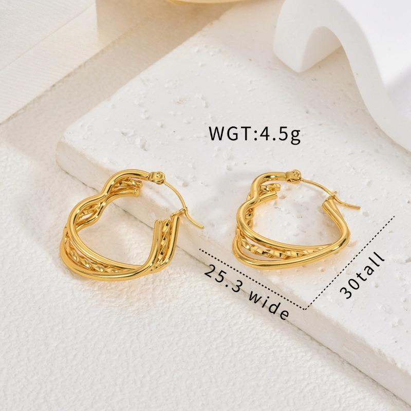 Gold Stainless Steel Earrings Light Luxury Premium Exaggerated Plain Ring Earrings