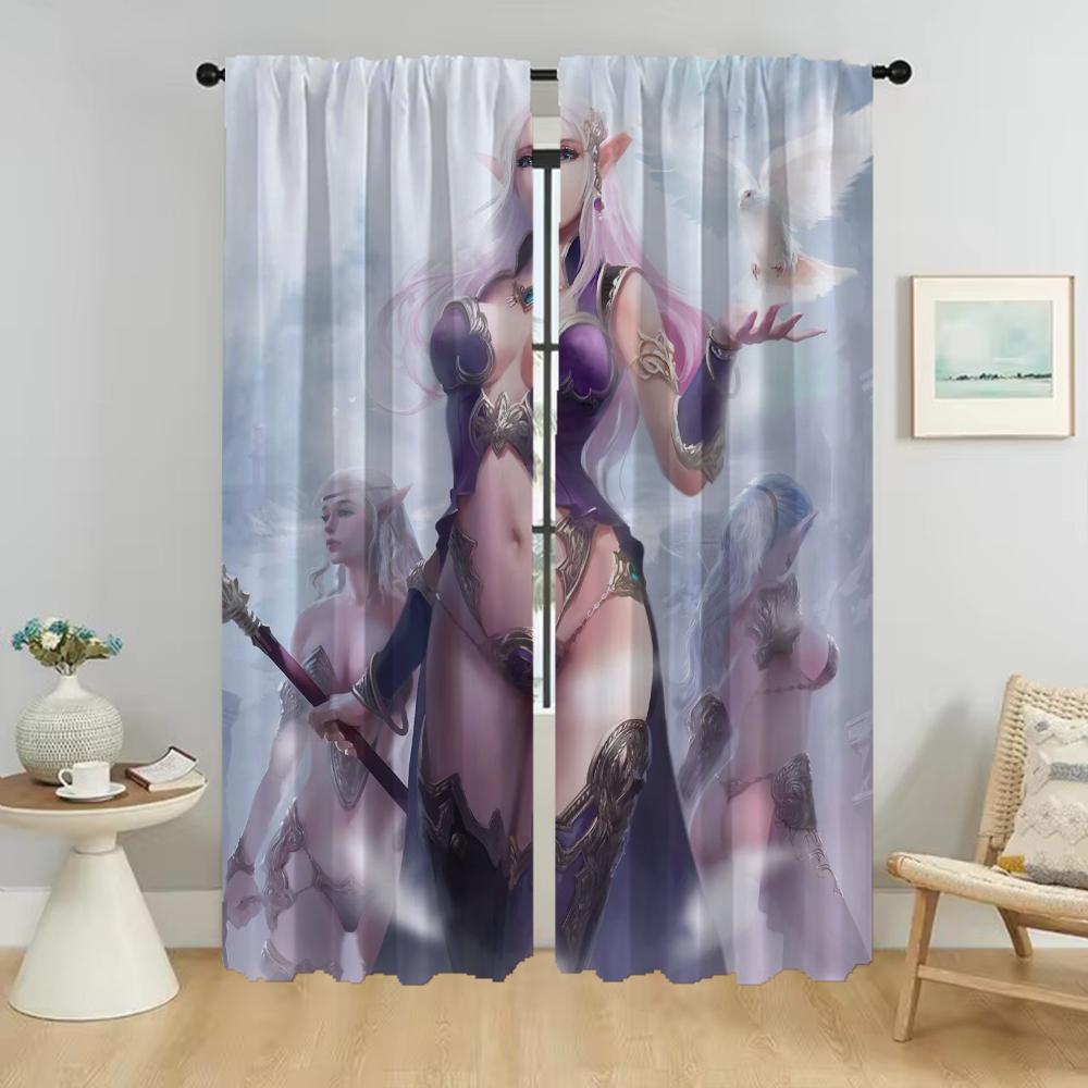 Weiblicher Elf Verdunkelungsvorhänge für Wohnzimmer Heiminnenvorhänge 2 Stück Halloween Dekoration Raumteiler Vorhänge Kind