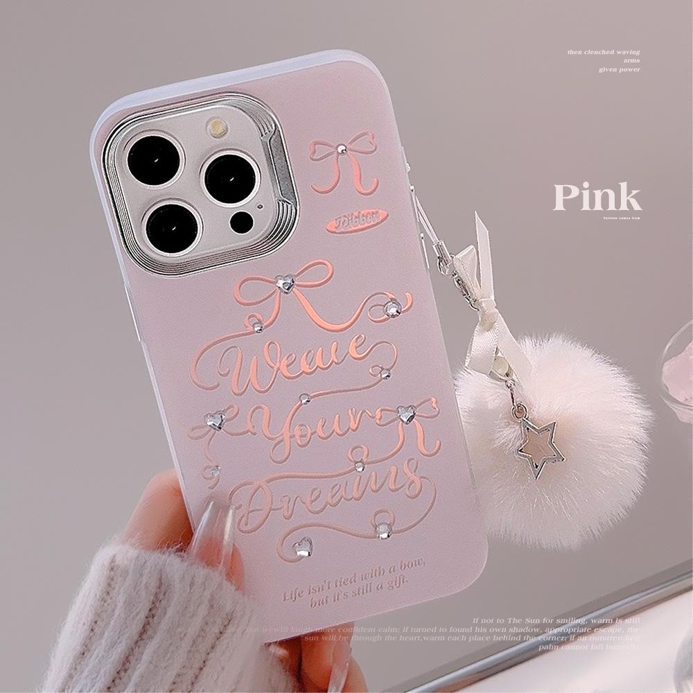 Adesivo Fai da Te Fiocco Rosa Adatto per Iphone15 Laser 14Pro Max Custodia per Telefono Cellulare Apple 16 Cordino 12