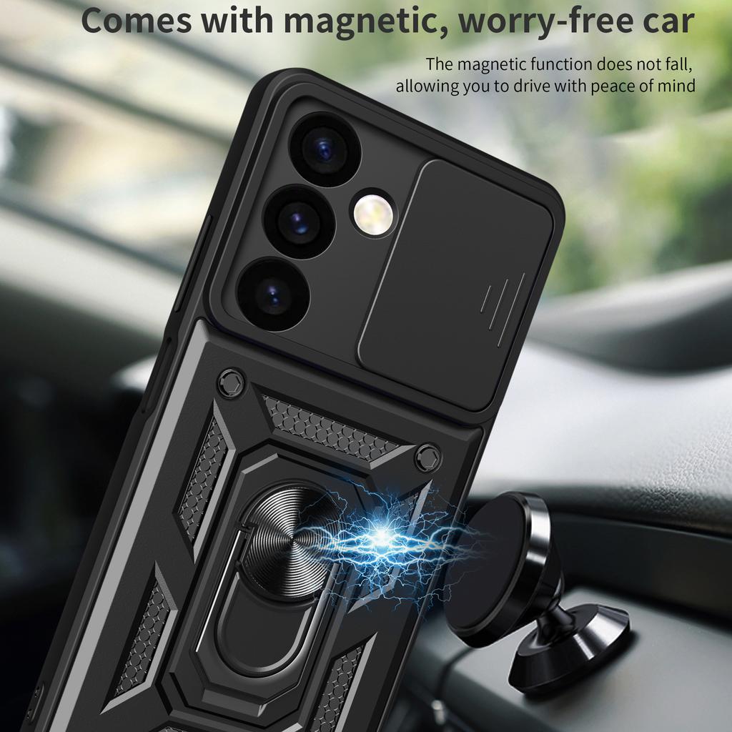For Samsung Galaxy S24 Case Anti-drop Slide Lens Protection Scratch-resistant PC+TPU Phone Cover