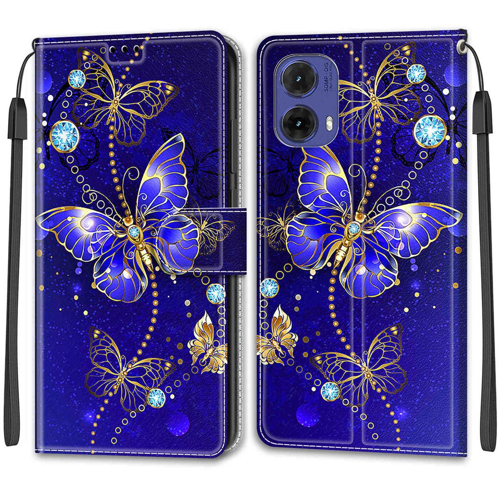 Luxusní lakované kožené pouzdro Wallet Book Style Ochranný kryt pro Motorola Moto G85 5G/G75/G55 5G/G35/G34 5G/G24/G04/G15/G05/G84 5G/G54 5G/G24 Power