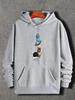 Planet Ice Cream Print, Fashionable Hip-hop Autumn Winter Hooded Sweatshirt, Comfortable and Versatile Casual, Unisex Clothing