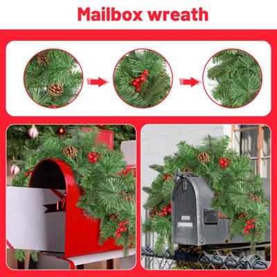 Weihnachtsbriefkastenkranz Zuhause LED Leuchtende Tote Zweige und Ranken Dekorationen