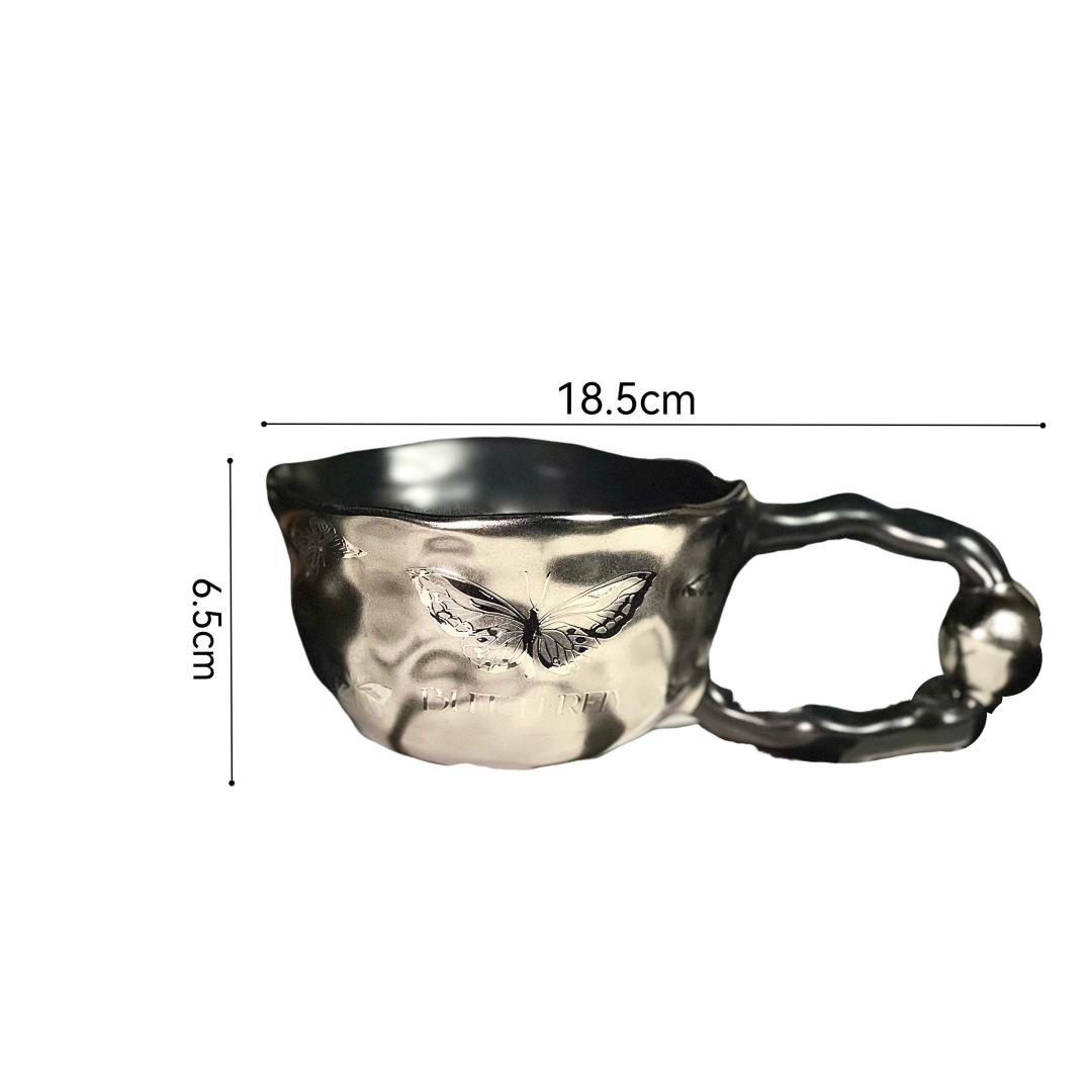 

Personalized Light Luxury High-End Ceramic Cup Medieval Ball Handle Design Mug Gift Coffee Cup Light Luxury 300ml срібний