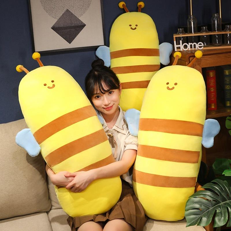 Cute Cute Bee Long Throw Pillow Plush Toy Doll Little Bee Doll Children Accompany Soothing Doll