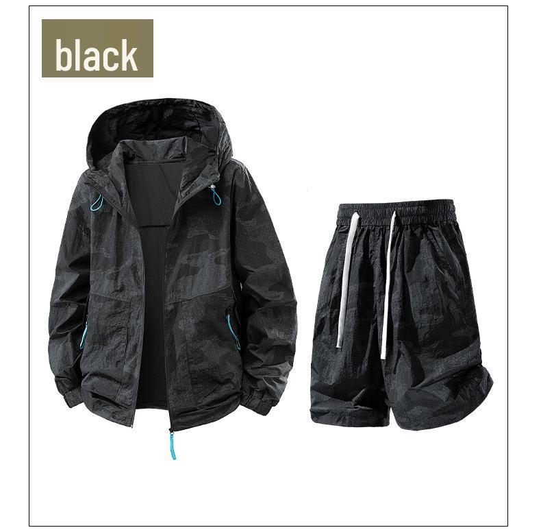 2026 Men's Summer Sun Protection Sports Set: Hooded Jacket & Shorts
