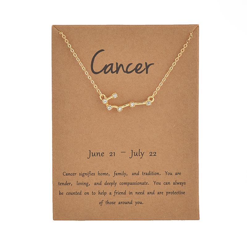 Golden Starry Sky Constellation Rhinestone Necklace: Personalized Zodiac Clavicle Chain