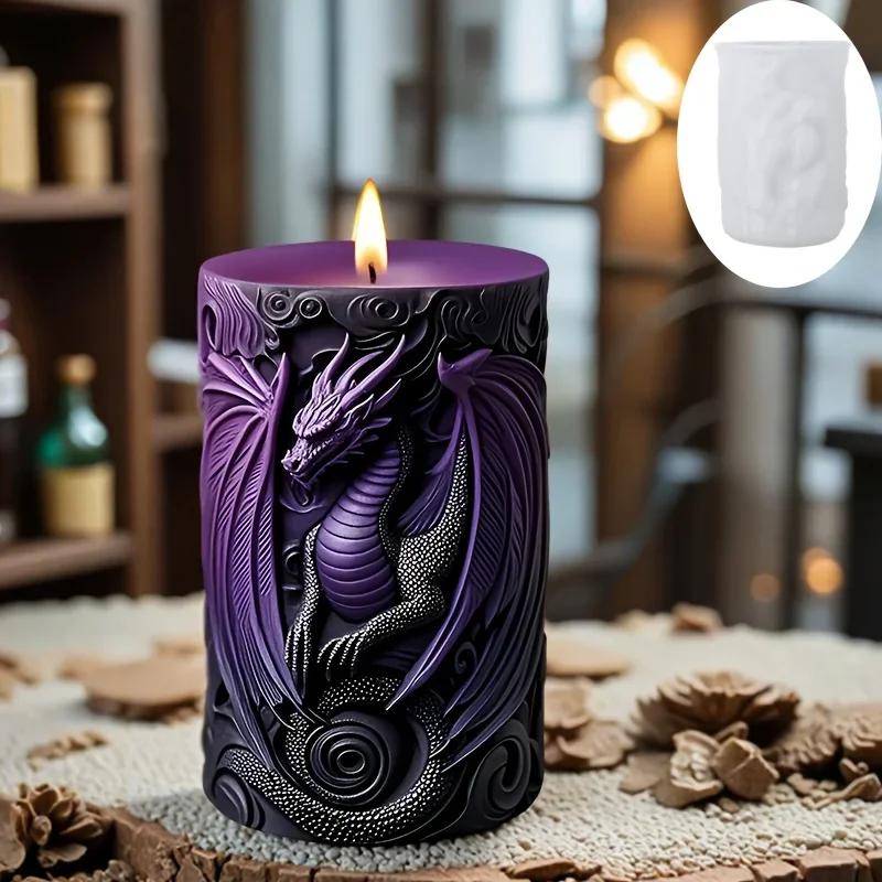 Dragon-Shaped Candle Mold 3D Embossed Design with Intricate Scale Wings Reusable Silicone for Creative Candle Making 2026 Latest