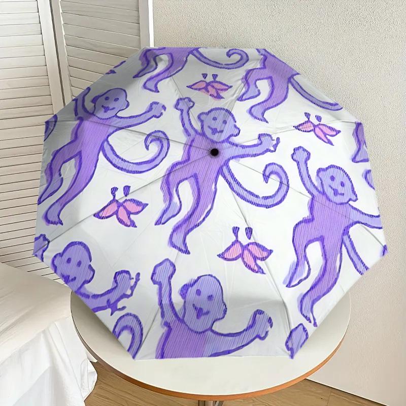 1pc Monkey Pattern Automatic Open/Close Umbrella, Formal Events - Ideal Gift for Family or Friends, Outdoor Accessory yy251211173