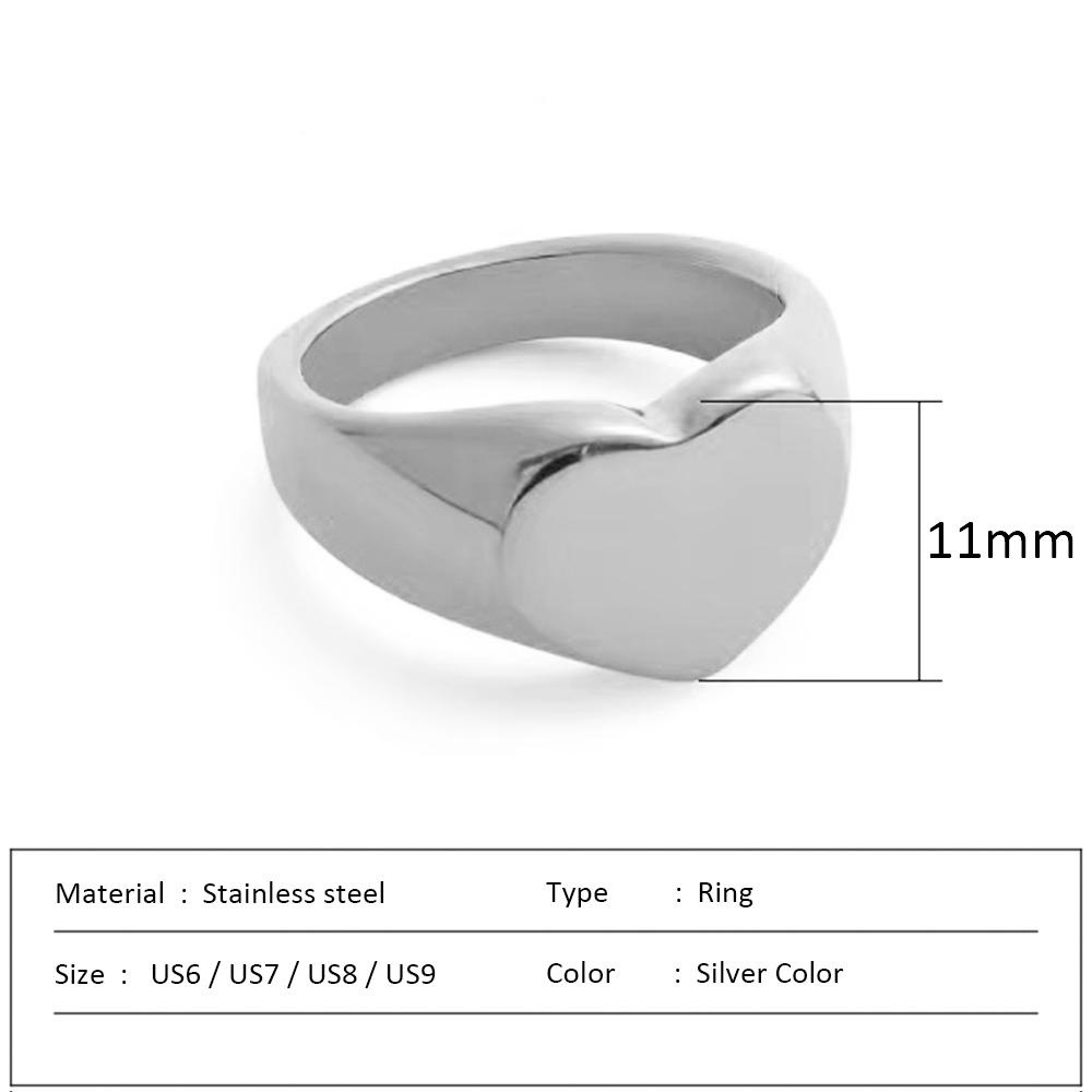 Waterproof Stainless Steel Ring for Women Non-fading Heart Ring Stylish Metal Rings Simple New Jewelry