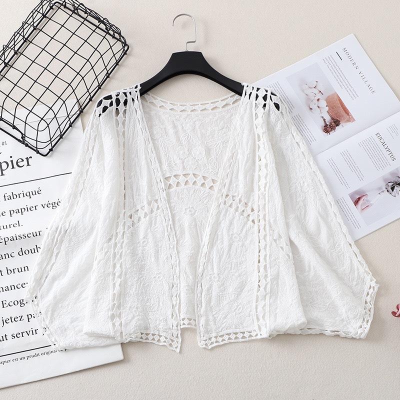 Youth Summer Beach Cotton Linen Embroidery Eyelet Hollow Out Open Stitch Cover-ups Ibiza Hippie Gypsy Boho Bohemian Top Swimwear