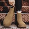 Italian Brand Men Chelsea Boots Genuine Leather Casual High Top Boots Antiskid Ankle Boots All-match Street Fashion Classic Boot