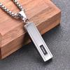 Simple Rectangular Glossy Wishing Pillar Necklace Laser Engraving Couple Pendant for Women