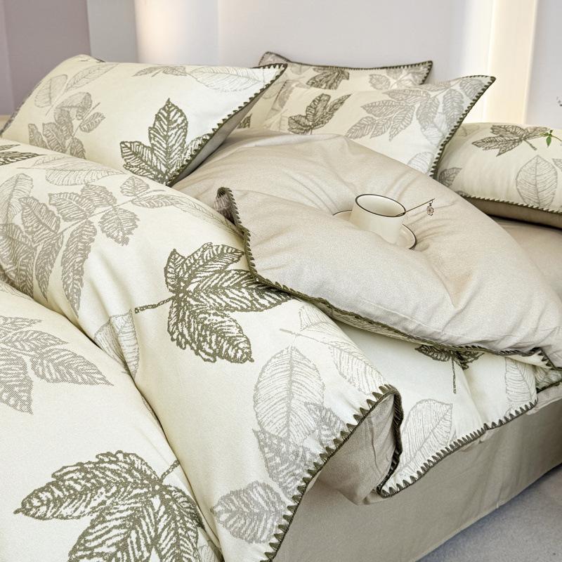 2026 Brushed Cotton Four-Piece Set with Thickened Shell Edge