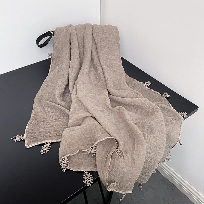 

Простой однотонный литературный и модный хлопково-льняной шарф, нишевый дизайн, шарф Дерево удачи , для путешествий и фотосъемок, трендовый шарф для сочетаний 190*80cm