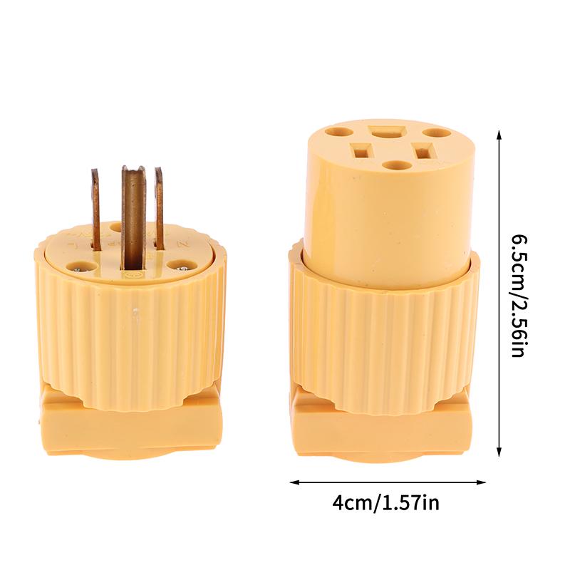 Yellow 15A US Industry Power Socket Plug - Male & Female 3 Pole Locked Wiring Connector L5-15R L5-15P L6-15R 6-15P Type B