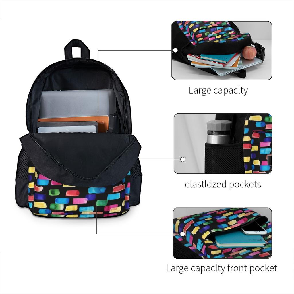 Watercolor Brush Backpack Colorful Print Workout Backpacks Women Custom Soft School Bags Streetwear Rucksack